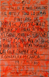 Original cartel con los nombres de los autores.