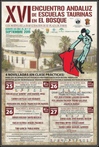 Cartel de XVI ENCUENTRO ANDALUZ de ESCUELAS TAURINAS en  EL BOSQUE 2015