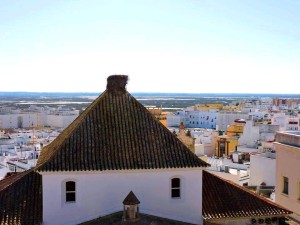 Cubierta de la Iglesia con las marismas al fondo.