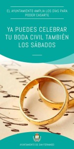 Publicidad de las bodas civiles, ahora también los sábados.