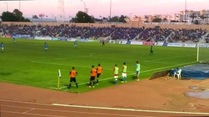 Durante el partido en el Iberoamericano.